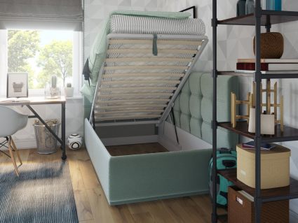 Кровать Nuvola Sabina угловая Velutto 26 (с подъемным механизмом) 180х200