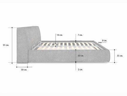 Кровать Сонум Altea Рогожка Пепельная (с подъемным механизмом) 80х200